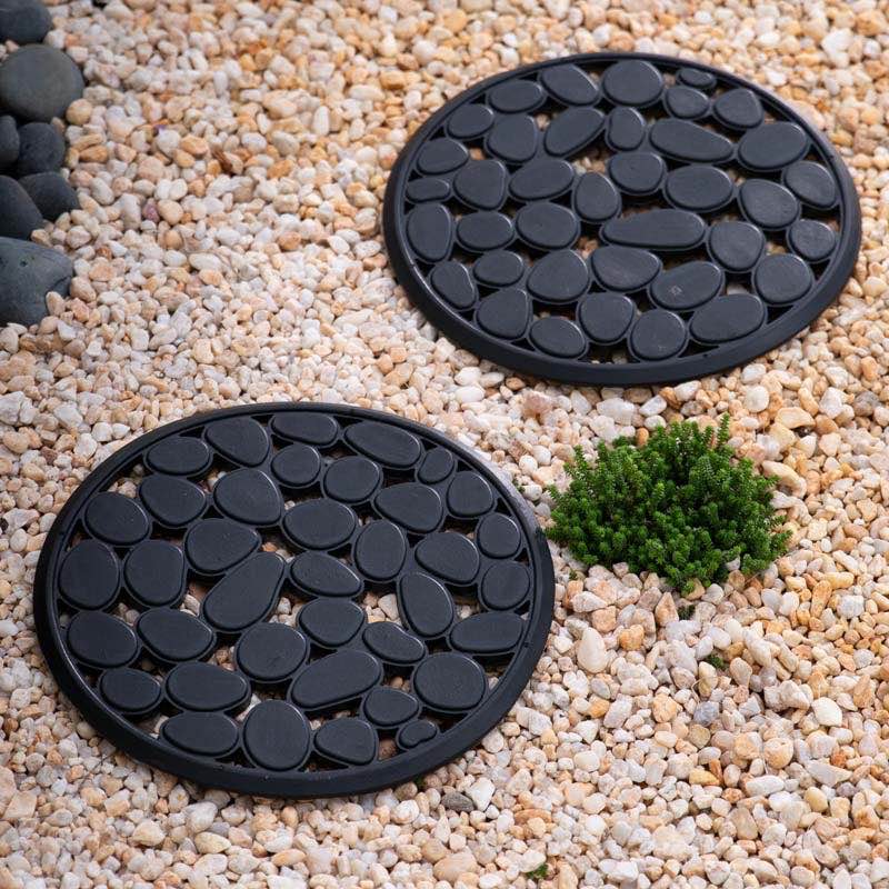 Recycled Rubber Garden Stepping Mats, Set of 3 - Pebble